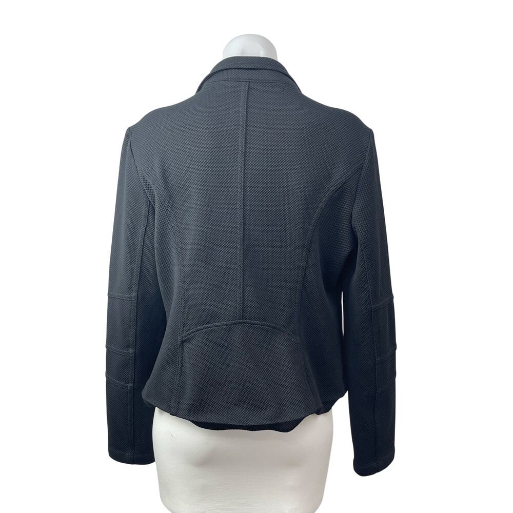 Express Women;s Black Long Sleeve Asymmetric Zip Textured Moto Biker Jacket L - Picture 5 of 7